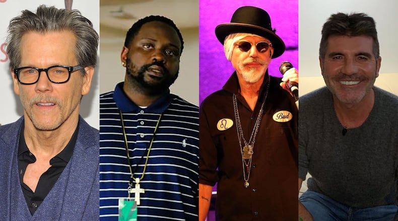 Among celebrities shooting in Georgia now (l-r): Kevin Bacon, Brian Tyree Henry, Billy Bob Thornton and Simon Cowell. CR: AP, FX, Robb Cohen, Rodney Ho