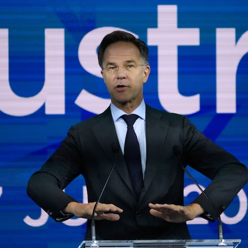 NATO Secretary General Mark Rutte speaks during the opening of the NATO Defense Industry Forum on the sidelines of the NATO summit in Ankara, Turkey, Tuesday, July 7, 2026. (AP Photo/Hussein Malla)