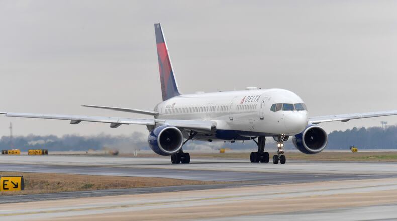 Delta jet prepares to take off at Hartsfield-Jackson International Airport on Wednesday, February 27, 2019. HYOSUB SHIN / HSHIN@AJC.COM
