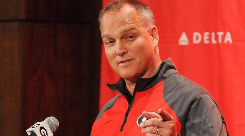 Coach Mark Richt speaks during a signing day press conference on Wednesday, February 4, 2015 in Athens, Ga. (Photo by Sean Taylor)