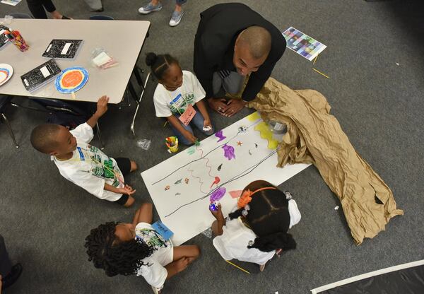 June 13, 2018 Jonesboro - Clayton Schools Superintendent Morcease J. Beasley visits students and staff at Camp Invention, a STEM summer camp, at Callaway Elementary School in Jonesboro on Wednesday, June 13, 2018. HYOSUB SHIN / HSHIN@AJC.COM