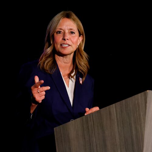 FILE - Democratic gubernatorial candidate Dr. Amy Acton speaks at a primary election night campaign event after winning the party's nomination for governor on May 5, 2026, in Columbus, Ohio. (AP Photo/Jay LaPrete, File)
