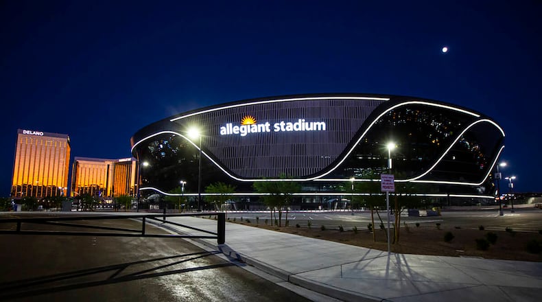 An exterior view of Allegiant Stadium in Las Vegas on July 30, 2020. (Chase Stevens/Las Vegas Review-Journal/TNS)