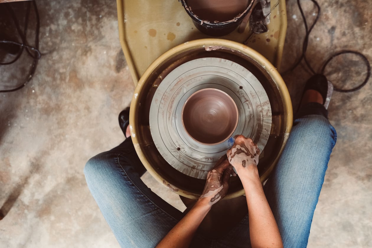 Get your hands dirty — literally. You can get lessons in throwing, hand-building or glazing at MudFire. (Courtesy)