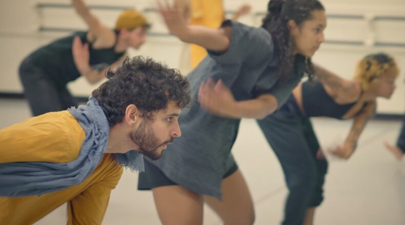 Marco Palomino (left) rehearses the Kit Modus dancers in preparation for their upcoming concert at the Windmill Arts Center. (Photos by Rob Reynell @robreynelldp)
