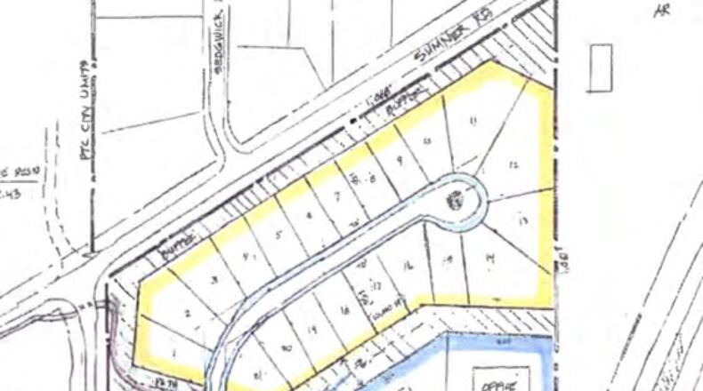 A preliminary site plan shows a mixed-use development proposed for the intersection of Hwy. 54 East and Sumner Road. Courtesy Peachtree City