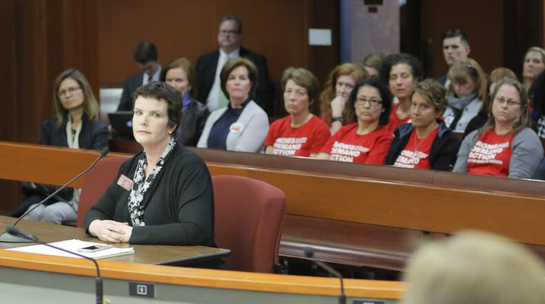 Feb. 27 2017 - Atlanta - Rep. Mandi L. Ballinger, R - Canton, presents her bill to the committee. With little fanfare, the House Public Safety and Homeland Security Committee approved what has become known as the “Campus Carry” bill. Rep. Mandi L. Ballinger, R - Canton, is the sponsor of HB 280, which allows anyone with a Georgia weapons permit to carry firearms onto most parts of public college and university campuses. BOB ANDRES /BANDRES@AJC.COM