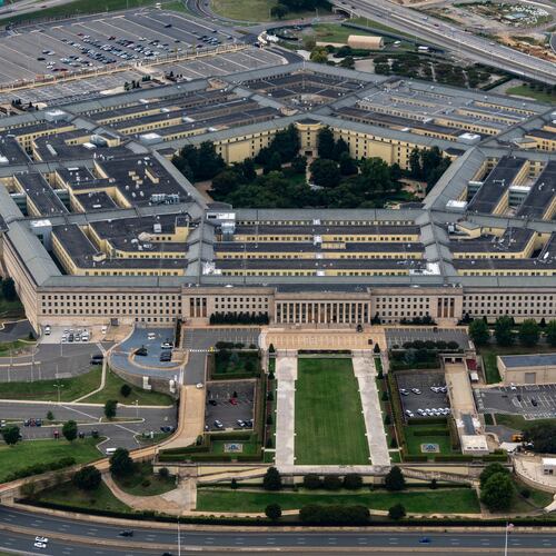 FILE - The Pentagon, the headquarters for the U.S. Department of Defense, is seen from the air, Sept. 20, 2025, in Arlington, Va. (AP Photo/Alex Brandon, FIle)