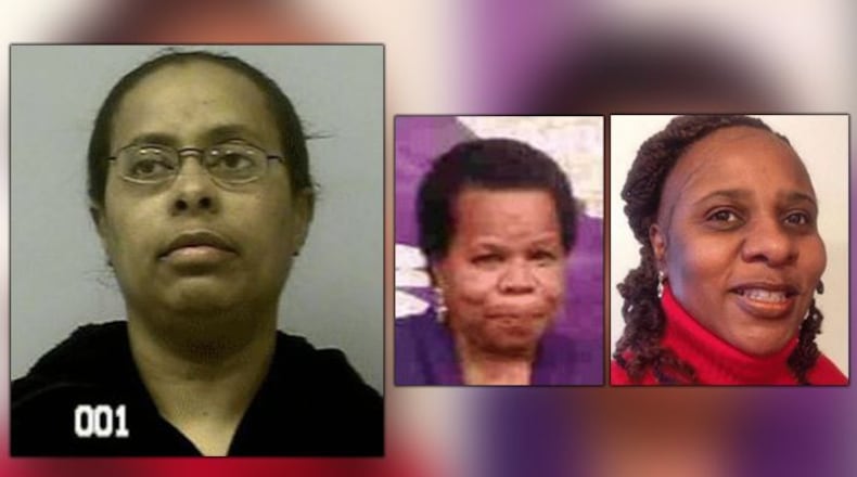 Kishia Mitchell (left) is wanted in connection with the disappearance of Linda Williams (center) and Linda Kimble.