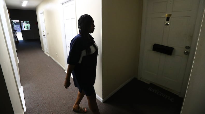 Monica Griffin at her apartment in Stonecrest. (Curtis Compton / ccompton@ajc.com)