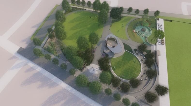 The city of Avondale Estates recently celebrated the commencement of construction of a Town Green with a ground breaking ceremony. This rendering shows what officials expect the project to look like. CONTRIBUTED