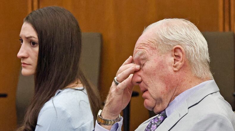 Lindsay Clancy and attorney Kevin Reddington watch as Judge William Sullivan tells the jury to keep discussing a possible verdict after jurors said for a second time they couldn't agree whether Lindsay Clancy was criminally responsible for killing her three children in 2023, Wednesday, Sept. 2, 2026, in Plymouth, Mass. (Greg Derr/The Patriot Ledger via AP, Pool)
