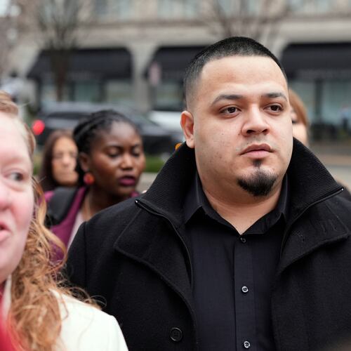 FILE - Kilmar Abrego Garcia arrives at the federal courthouse, Feb. 26, 2026, in Nashville, Tenn. (AP Photo/George Walker IV, File)
