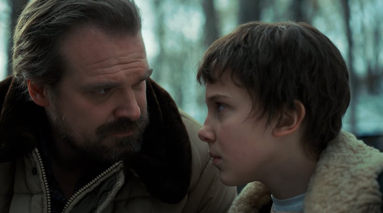 Hopper and Eleven bond during 'Stranger Things 2." CREDIT: Netflix