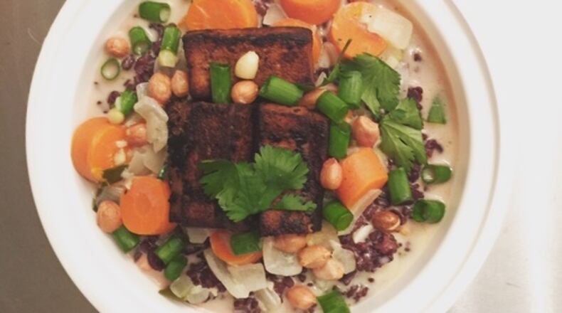Healthy meals, such as this dish prepared using tofu, can be delivered right to your door in Atlanta.