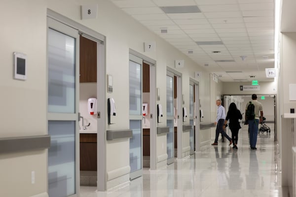 Several exam rooms are shown at the Grady South Emergency Department. (Jason Getz/AJC)