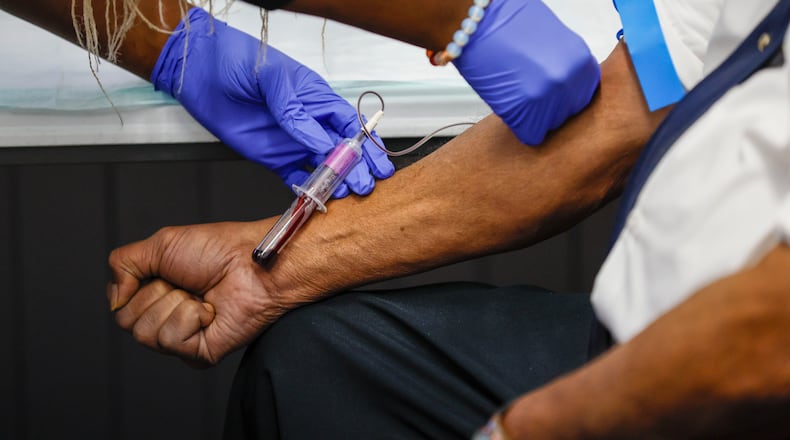 A phlebotomist conducted a blood screening in 2025 for a Rome, Ga., resident as part of a study led by researchers from Emory University’s Rollins School of Public Health. The study investigates the presence of ‘forever chemicals’ (PFAS). (Miguel Martinez/AJC)