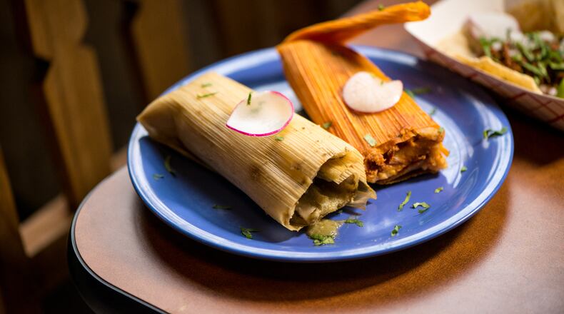 Taqueria el Tesoro Pork in Salsa Verde Tamale and Chicken in Salsa Tamale.