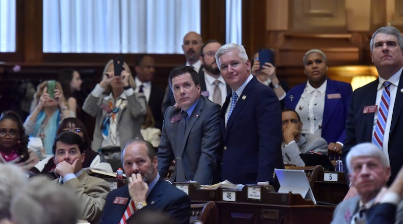 March 29, 2019 Atlanta - Members of the House vote on HB 481, anti-abortion âheartbeatâ bill, during the 38th day of legislation in the House Chambers at the Georgia State Capitol on Friday, March 29, 2019. The Georgia House narrowly voted 92-78 to approve legislation that would outlaw most abortions once a doctor can detect a heartbeat in the womb. HYOSUB SHIN / HSHIN@AJC.COM