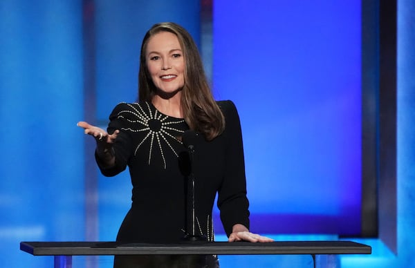 Actor Diane Lane makes remarks during the 50th AFI Life Achievement Award tribute to Francis Ford Coppola on Saturday, April 26, 2025, at the Dolby Theatre in Los Angeles. (AP Photo/Chris Pizzello)