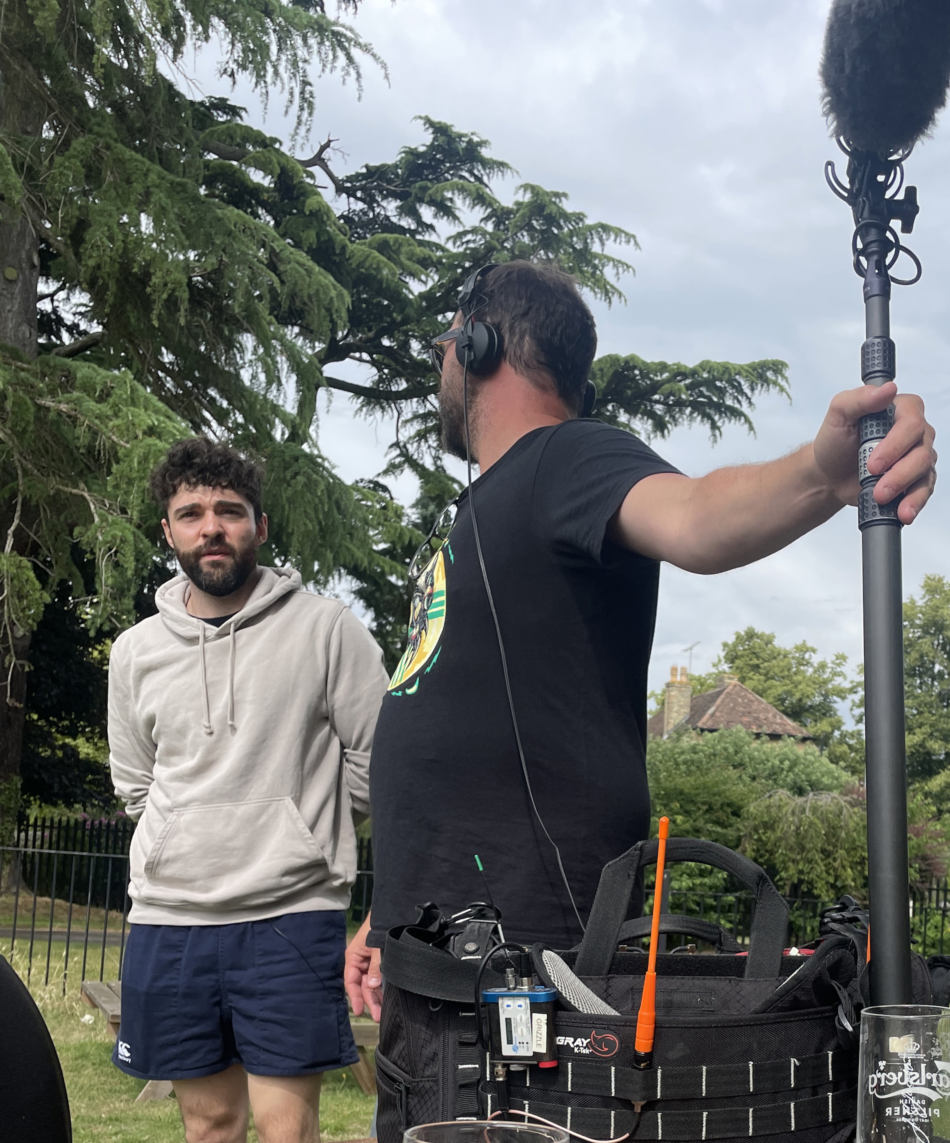 Over several years, British comic Edd Hedges (left) slowly warmed up to Atlanta's Jodi Tovay and the idea of participating in a podcast about his later-life run-in with his murderous childhood bully. (Courtesy)