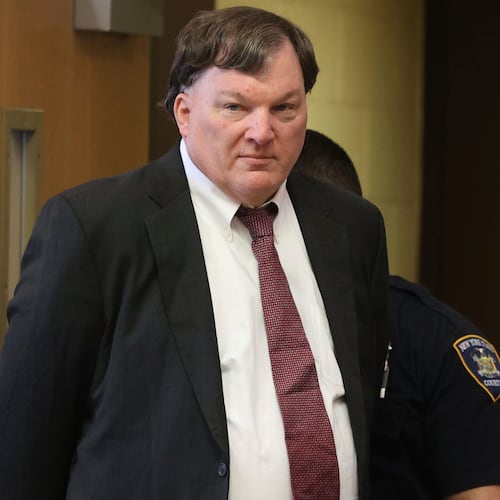 FILE - Rex Heuermann appears in Judge Timothy Mazzei's courtroom at Suffolk County Court in Riverhead, N.Y., for a status conference, Feb. 25, 2025. (James Carbone/Newsday via AP, File)