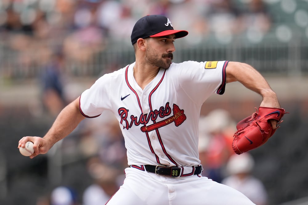 Spencer Strider gave up three runs in five innings during the Braves' Wednesday loss to the Giants. 