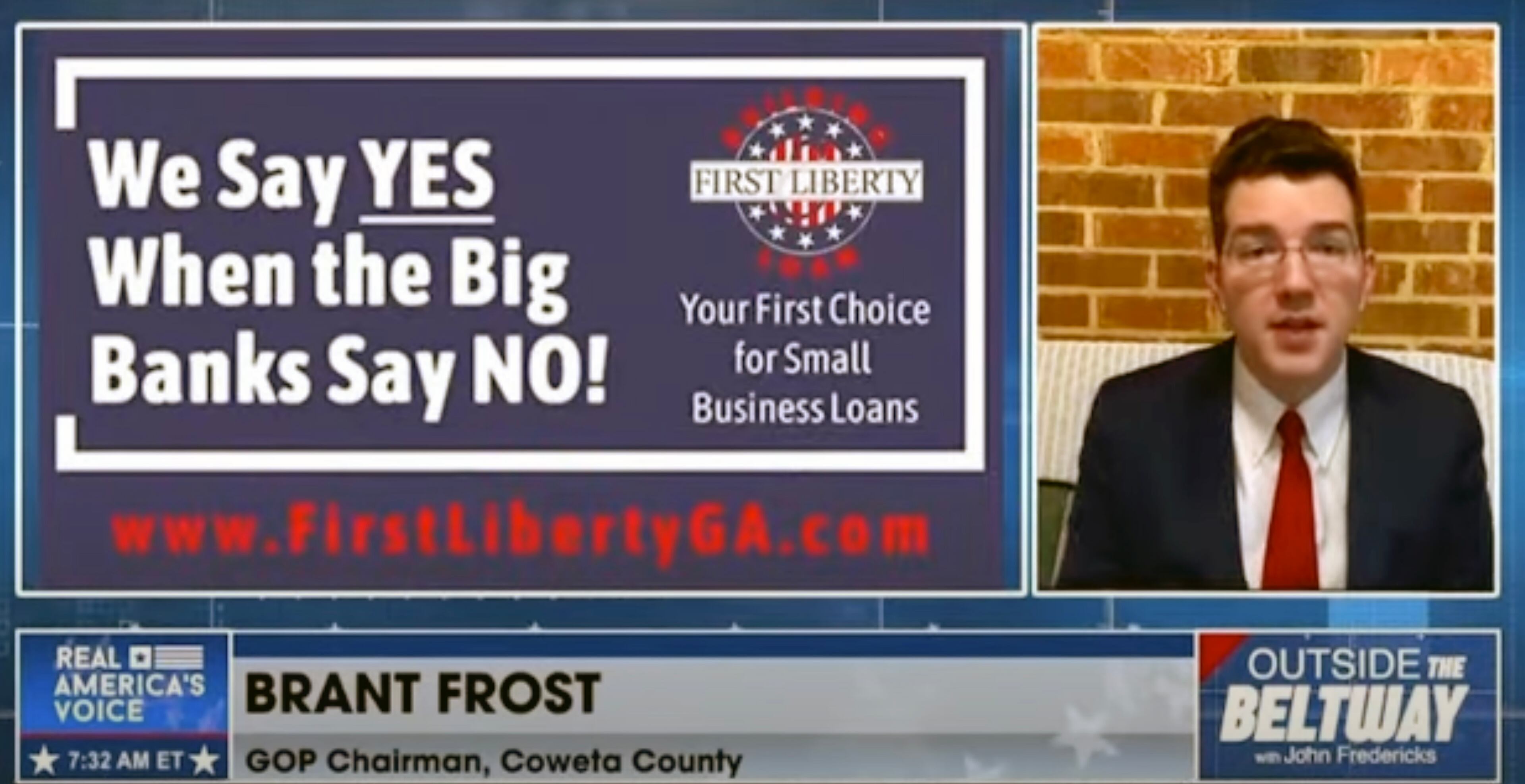 Brant Frost V framed First Liberty’s mission as part of a broader effort to fuel what he called “patriot economy.” (YouTube screenshot)