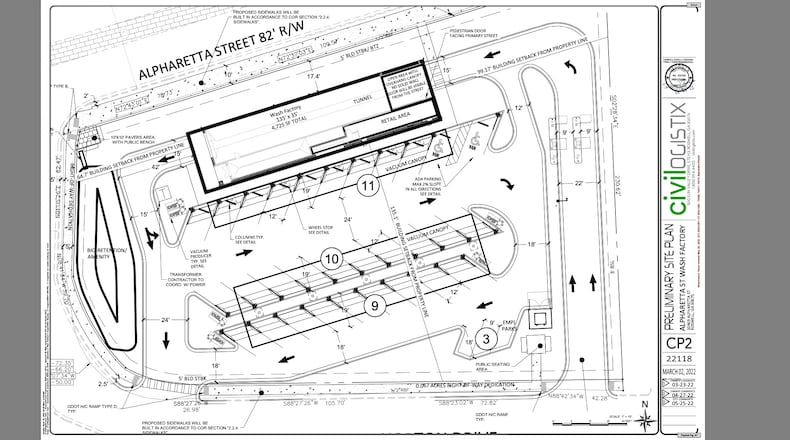 The Roswell Design Review Board will discuss a proposed car wash at their next meeting July 5. (Courtesy City of Roswell)