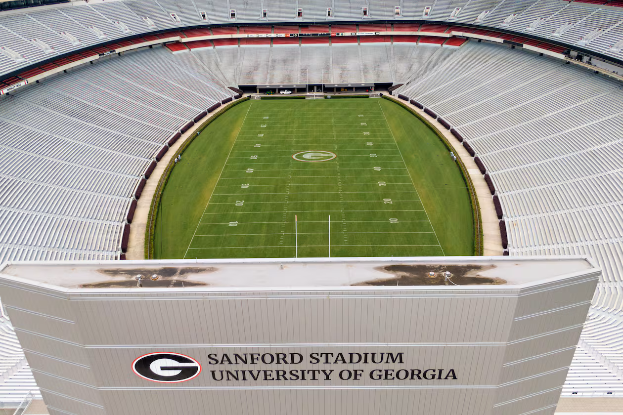 Sanford Stadium at the University of Georgia will be the home of the Bulldogs' soccer match against James Madison in August. (Hyosub Shin/AJC 2021)