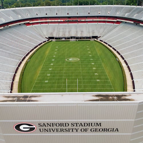 Sanford Stadium at the University of Georgia will be the home of the Bulldogs' soccer match against James Madison in August. (Hyosub Shin/AJC 2021)