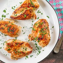 Buttermilk Chicken Breasts. (Aaliyah Man for the AJC/food styling by Kate Williams)