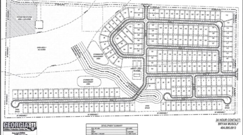 A preliminary development plan submitted to Peachtree City was of a higher density than the city wants along its border. Courtesy Peachtree City