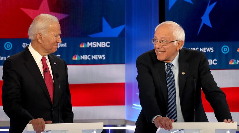 Leading Democrats in Georgia rushed to support former Vice President Joe Biden, left, after he swept the Southern states that voted on Super Tuesday. Biden and U.S. Sen. Bernie Sanders are at the front in the race for the Democratic nomination for president, which will make a stop in Georgia on March 24.