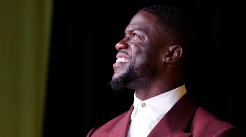 Kevin Hart speaks to the crowd during Launch Of Laugh Out Loud hosted by Kevin Hart And Jon Feltheimer at a Private Residence on August 03, 2017 in Los Angeles, California. (Photo by Mike McGinnis/Getty Images)