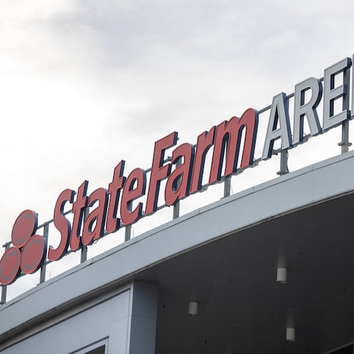 State Farm Arena Sign on August 25, 2022
