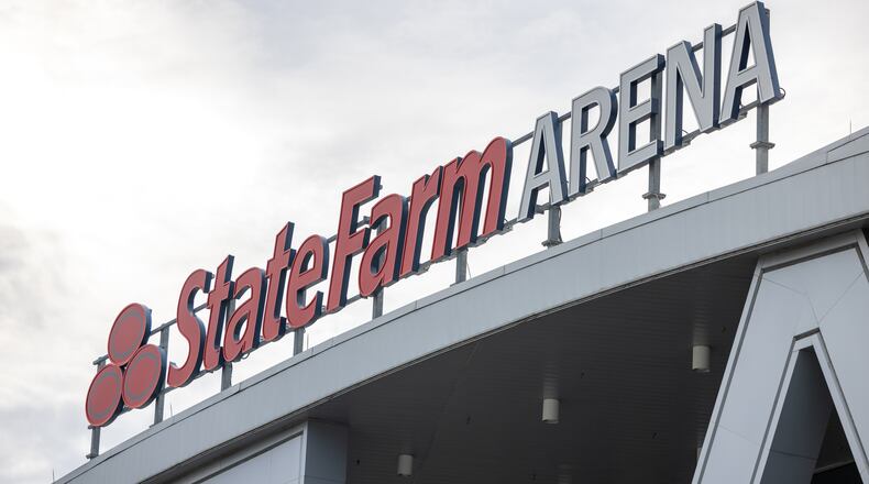 State Farm Arena Sign on August 25, 2022