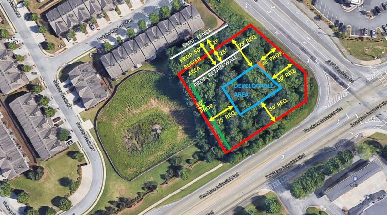 Summit Group Gas Station is proposing  a new gas station and convenience store at the southwestern corner of Peachtree Industrial Blvd. & S. Old Peachtree Rd. (Courtesy City of Peachtree Corners)