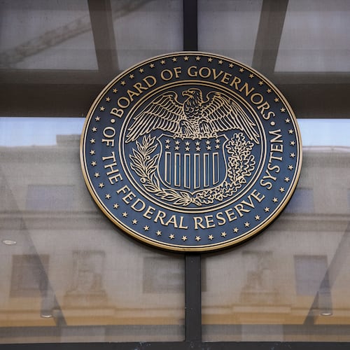 FILE - The William McChesney Martin Jr. building, which houses the Board of Governors of the Federal Reserve System, is seen on April 7, 2025, in Washington. (AP Photo/Jacquelyn Martin, File)
