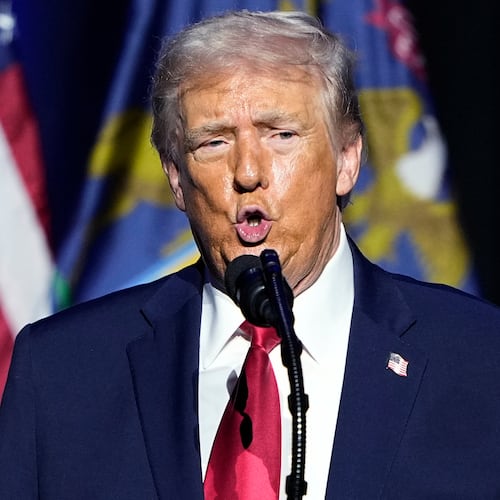 President Donald Trump speaks at the Detroit Economic Club, Tuesday, Jan. 13, 2026 in Detroit. (AP Photo/Ryan Sun)