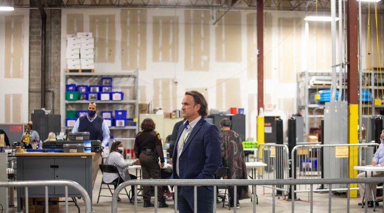 Fulton County Election Director Richard Barron overlooks at the Fulton County Election Preparation Center in Atlanta on Tuesday, Nov. 2, 2021. (Photo/Jenn Finch)