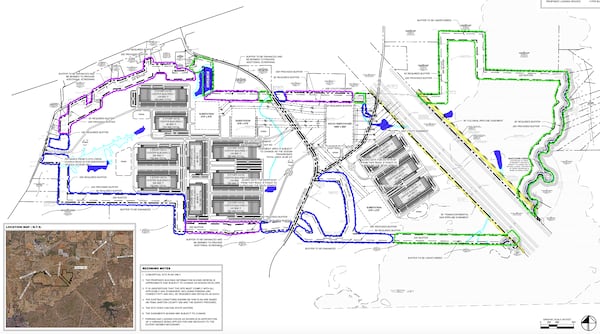 This is a site map of Project Bunkhouse, a $19 billion data center proposal in Bartow County. (Courtesy of Bartow County)