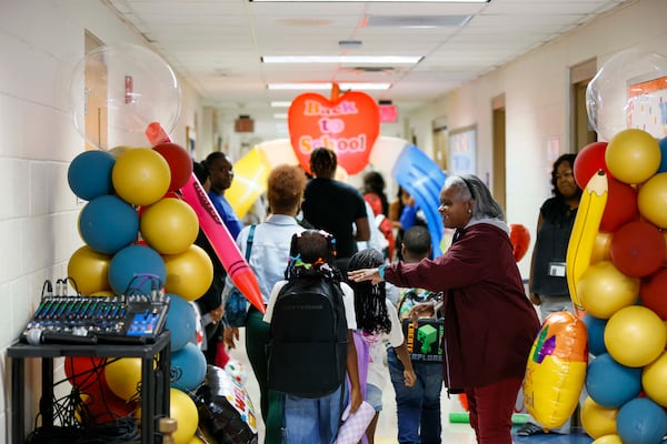 Students at Hope-Hill Elementary School in Atlanta were greeted by staff earlier this month on the first day of school. 