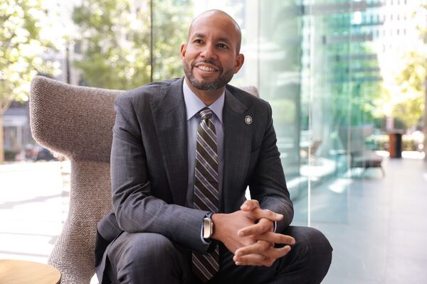 Sen. Jason Esteves, D-Atlanta, poses for a photo in Atlanta on Friday, Aug. 15, 2025. He is running for governor of Georgia. (Natrice Miller/ AJC)