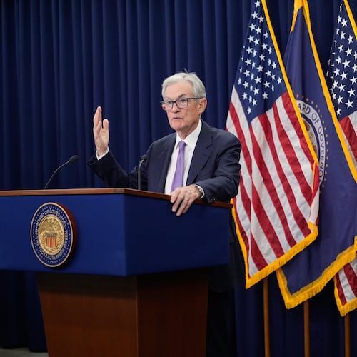 Federal Reserve Chairman Jerome Powell speaks at a news conference after the Federal Open Market Committee meeting Wednesday, Oct. 29, 2025, at the Federal Reserve Board Building in Washington. (AP Photo/Manuel Balce Ceneta)