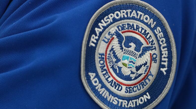 FILE - A Transportation Security Administration (TSA) workers's patch is displayed at Philadelphia International Airport, March 24, 2026, in Philadelphia. (AP Photo/Matt Rourke, File)