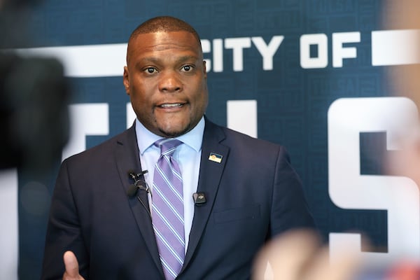Tulsa Mayor Monroe Nichols IV speaks during the Legacy event for the Tulsa Race Massacre on Sunday, June 1, 2025, at Greenwood Cultural Center in Tulsa, Okla. (AP Photo/Joey Johnson)