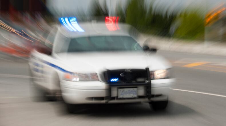 Police car in motion (stock photo).