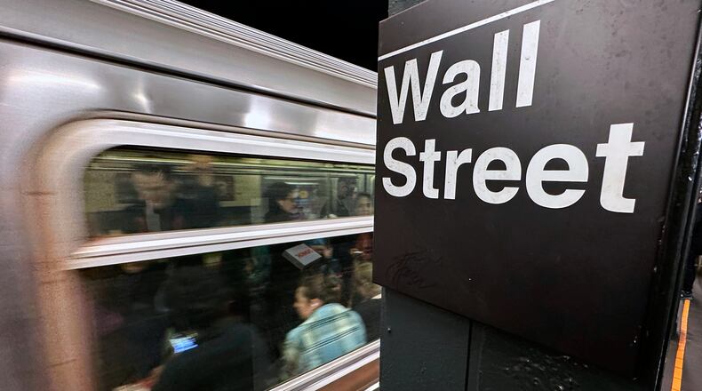 FILE - A train arrives at a Wall Street subway station in New York's Financial District on Nov. 5, 2024. (AP Photo/Peter Morgan, File)