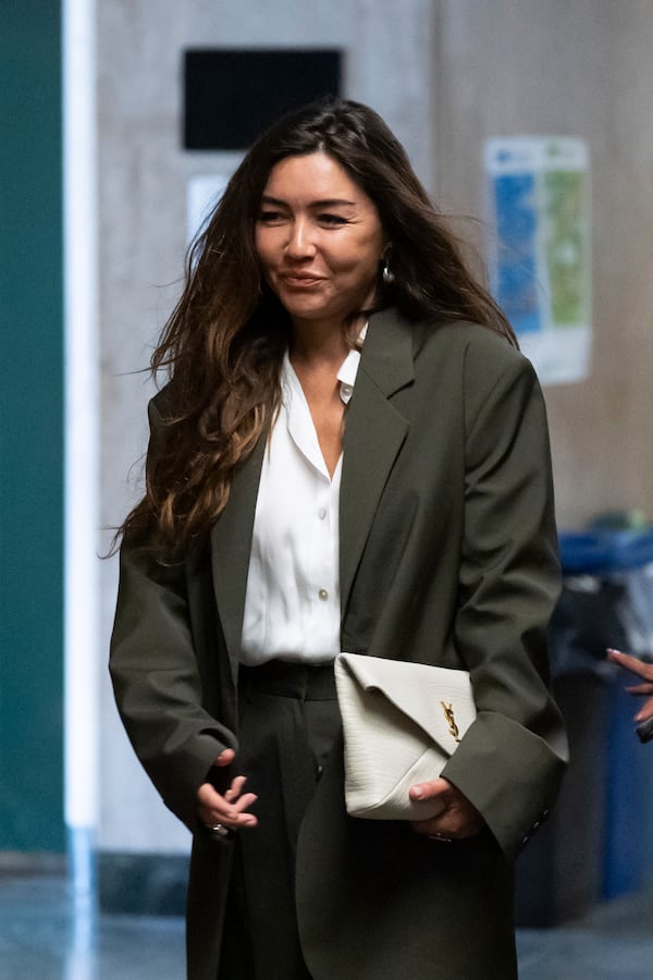Miriam Haley, an accuser testifying at Harvey Weinstein's rape trial, walks to the courtroom, Thursday, May 1, 2025 in New York. (AP Photo/Adam Gray)